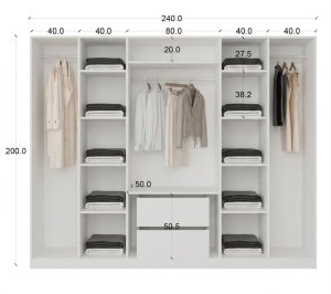 6 Kapaklı Komple Aynalı Gardırop içi Komple MDF - Görsel 2