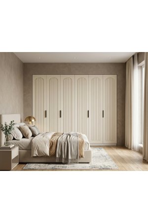 6 Kapaklı MDF Gardırop 240 cm Genişlik 10 Raflı - Görsel 1