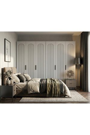 6 Kapaklı MDF Gardırop 240 cm Genişlik 10 Raflı - Görsel 1