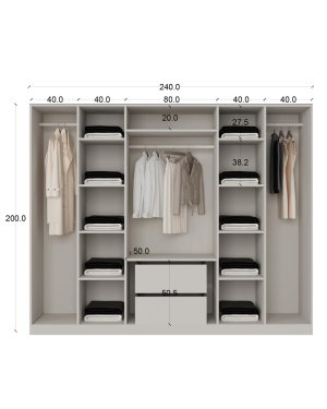 6 Kapaklı Mdf Gardırop - Görsel 3