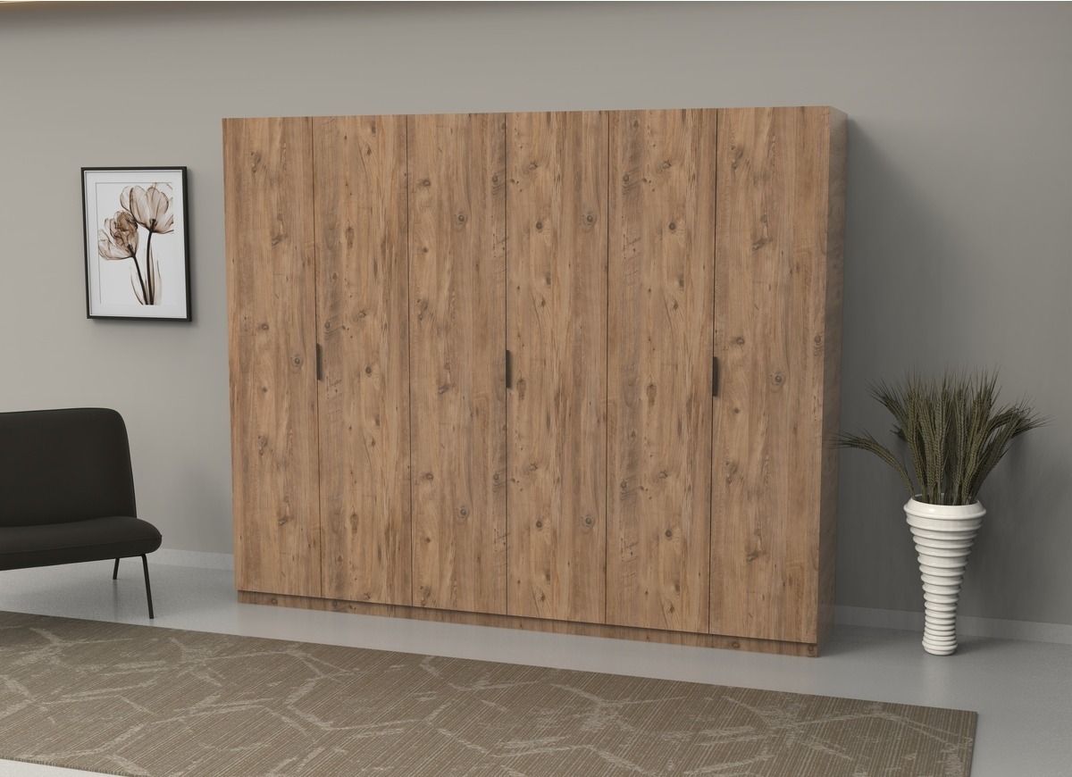 6 Kapılı Ceviz Gardrop %100 MDF