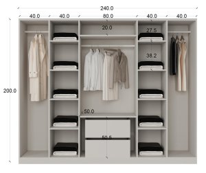 6 Kapılı Ceviz Gardrop %100 MDF - Görsel 4