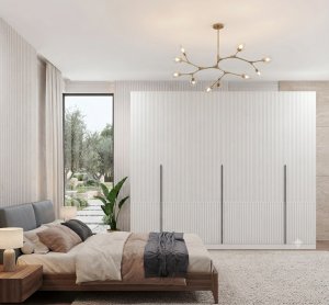 6 Kapılı Ceviz Mdf Gardrop Kapaklar Membran - Görsel 2