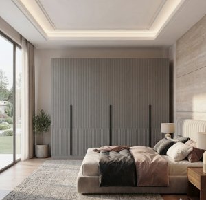 6 Kapılı Ceviz Mdf Gardrop Kapaklar Membran - Görsel 2