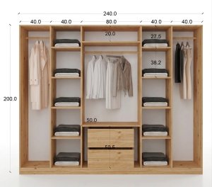 6 Kapılı Ceviz Mdf Gardrop Kapaklar Membran - Görsel 3