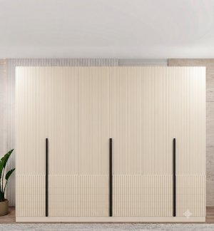 6 Kapılı Ceviz Mdf Gardrop Kapaklar Membran