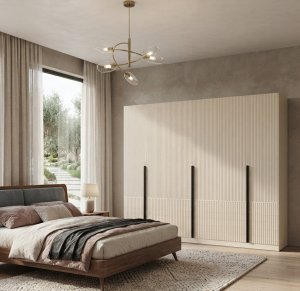 6 Kapılı Ceviz Mdf Gardrop Kapaklar Membran - Görsel 2