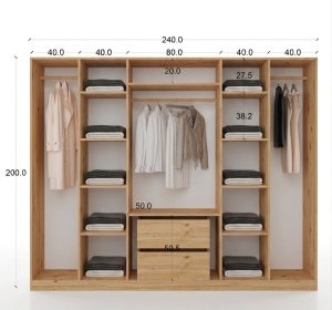6 Kapılı Ceviz Mdf Gardrop Kapaklar Membran - Görsel 3
