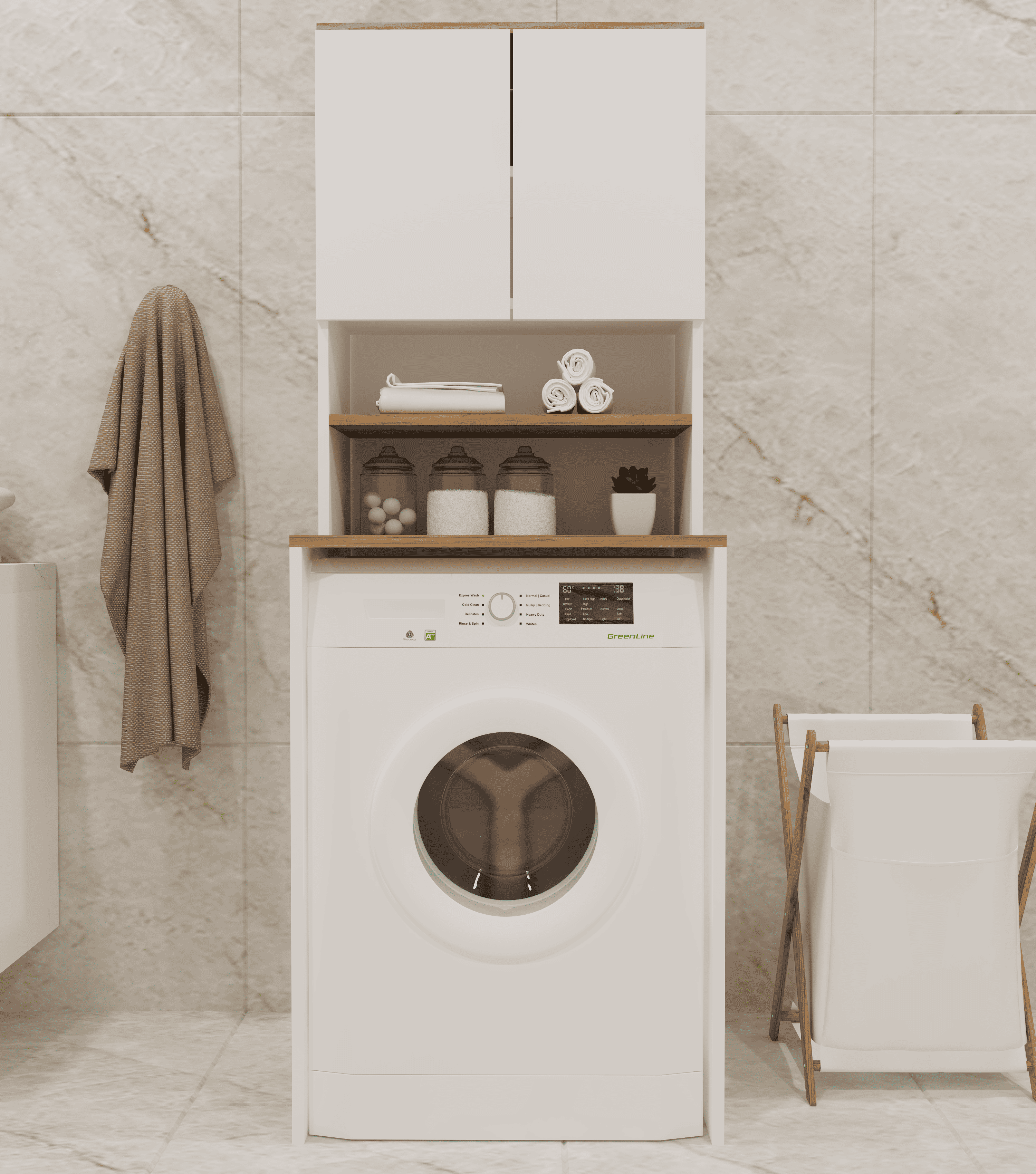 Ahşap Çamaşır Kurutma Makinesi İçin Dolap