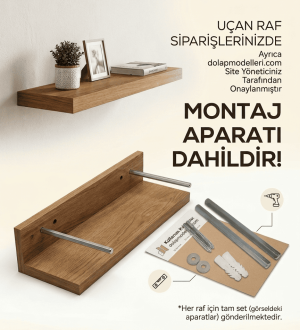 Atlantik Çam Yüzer Duvar Rafı | Ahşap Desenli Sunta Raf - Görsel 2