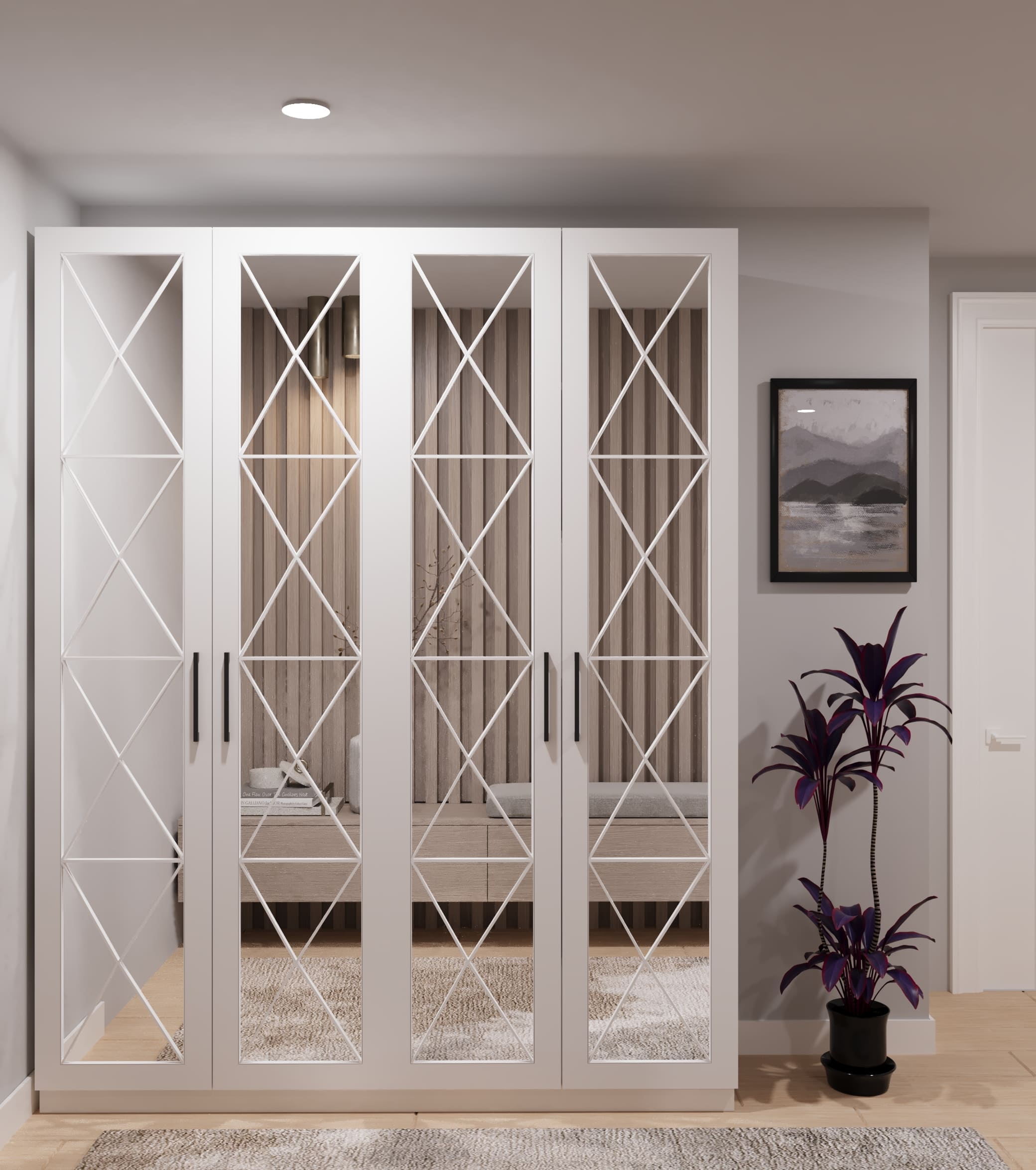 Baklava Desenli Ayna Portmanto Lake