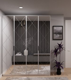 Baklava Desenli Aynalı Portmanto