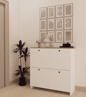 Beyaz Ayakkabılık Dolabı Raflı Dekoratif - Görsel 2