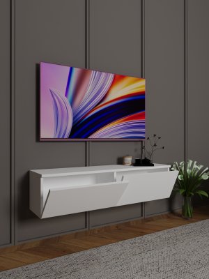 Beyaz Tv Ünitesi Küçük 120 Cm - Görsel 2