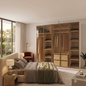 Bronz Camlı 5 Kapılı Gardırop Gövde Tamamı MDF