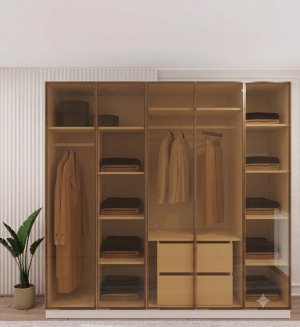 Bronz Camlı 5 Kapılı Gardırop Gövde Tamamı MDF - Görsel 2