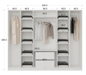 Bronz Şeffaf Camlı 6 Kapaklı Gardrop Ful MDF - Görsel 2