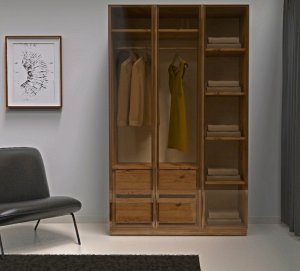 Cam 3 Kapılı Dolap 2 Çekmeceli 4 Raflı İçi Komple MDF - Görsel 2