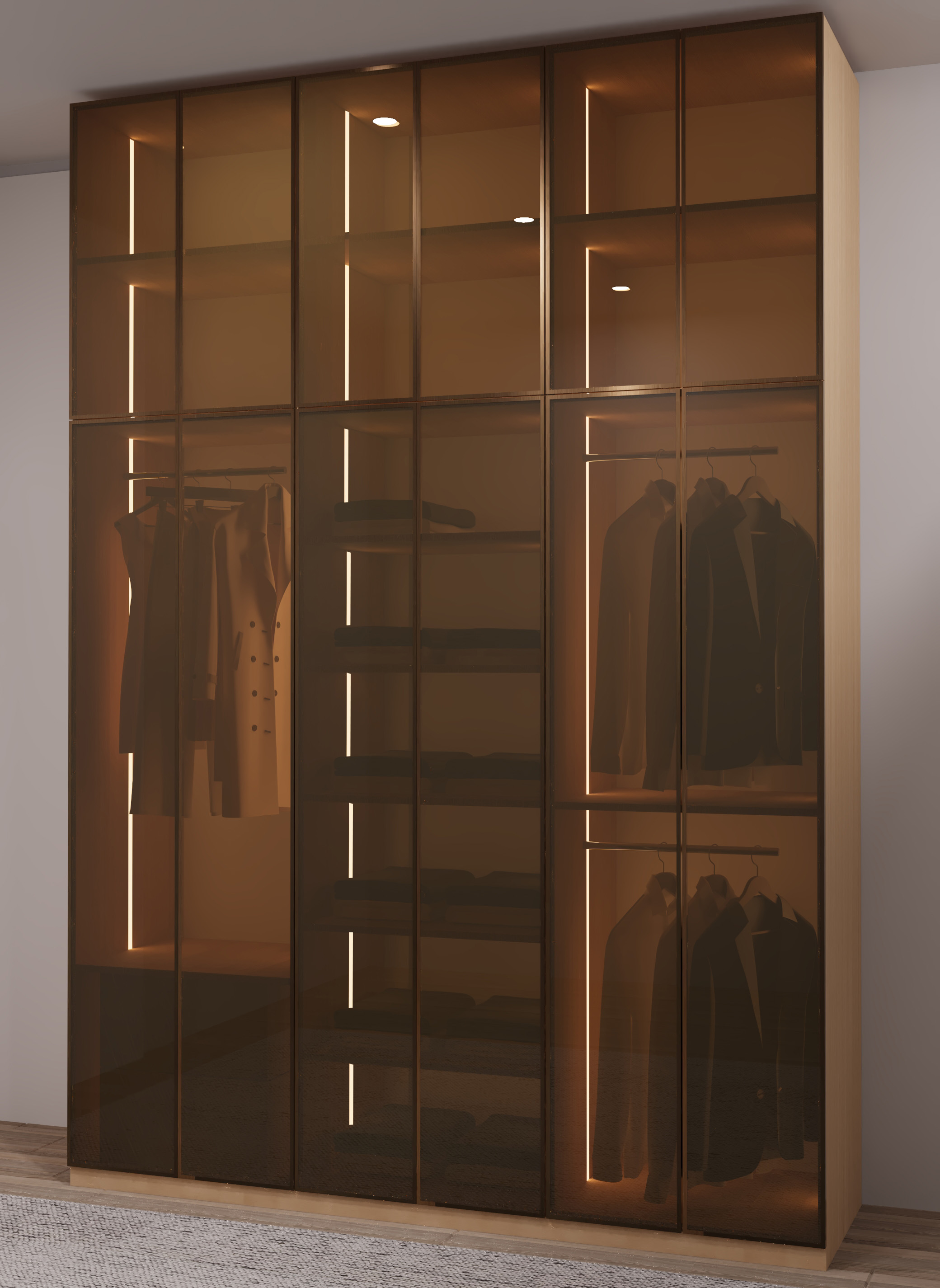 Cam Kapaklı Elbise Dolabı