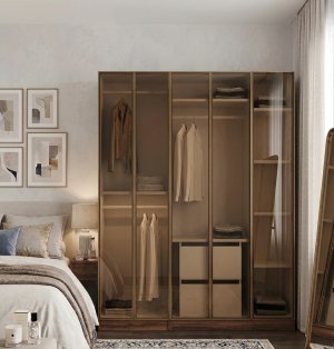 Cam Kapaklı Gardrop 5 Kapılı Komple MDF