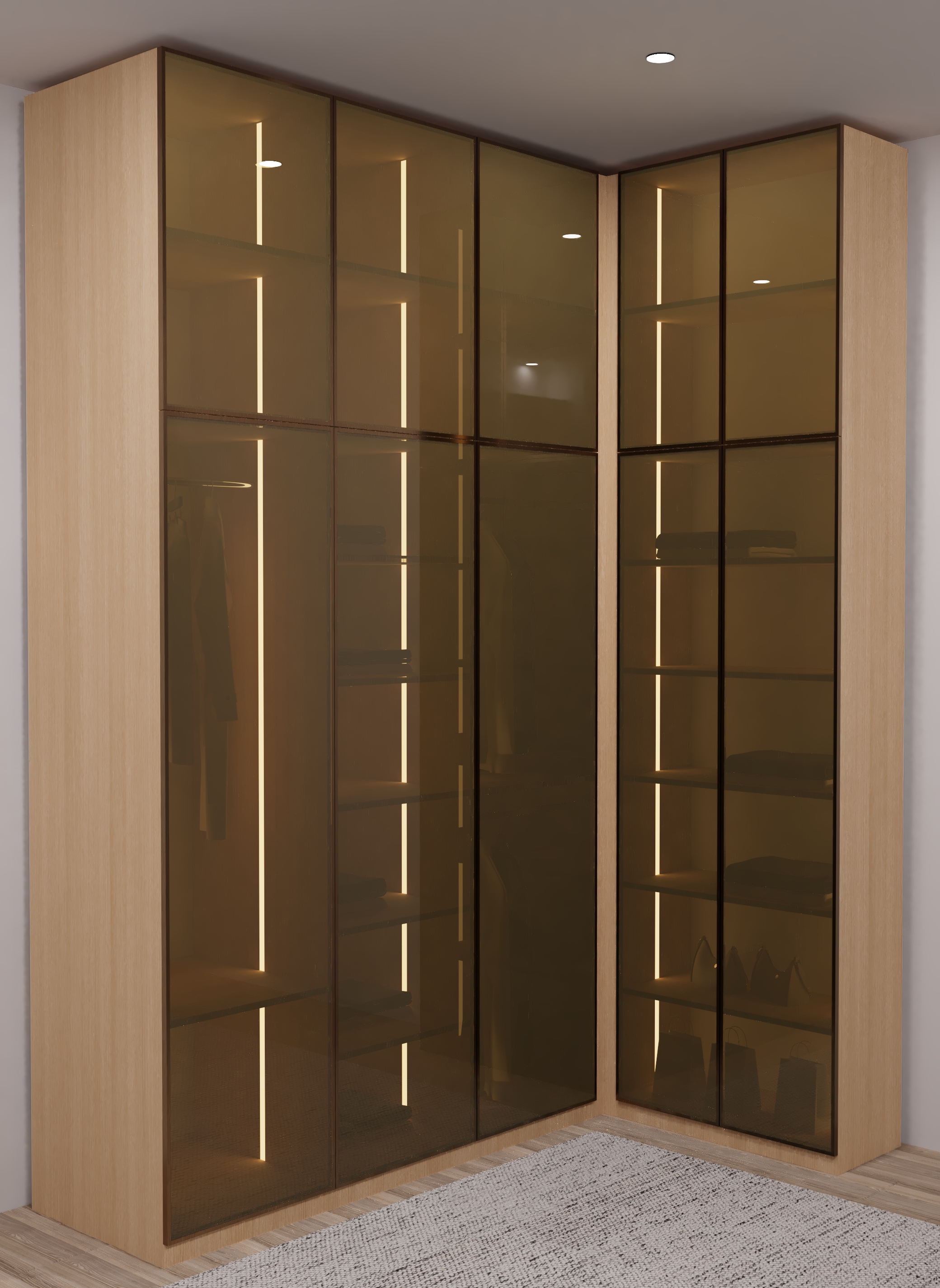 Cam Kapaklı Giysi Dolabı