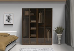 Cam Kapaklı Yatak Odası Dolabı Bronz Cam Çerçeveli - Görsel 2