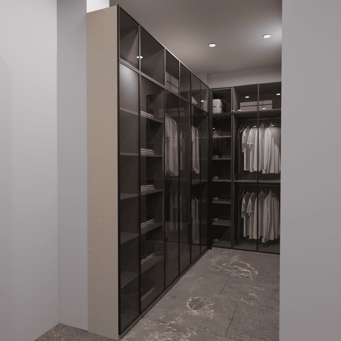 Cam Kapılı Gardrop Kolon Çıkıntılı