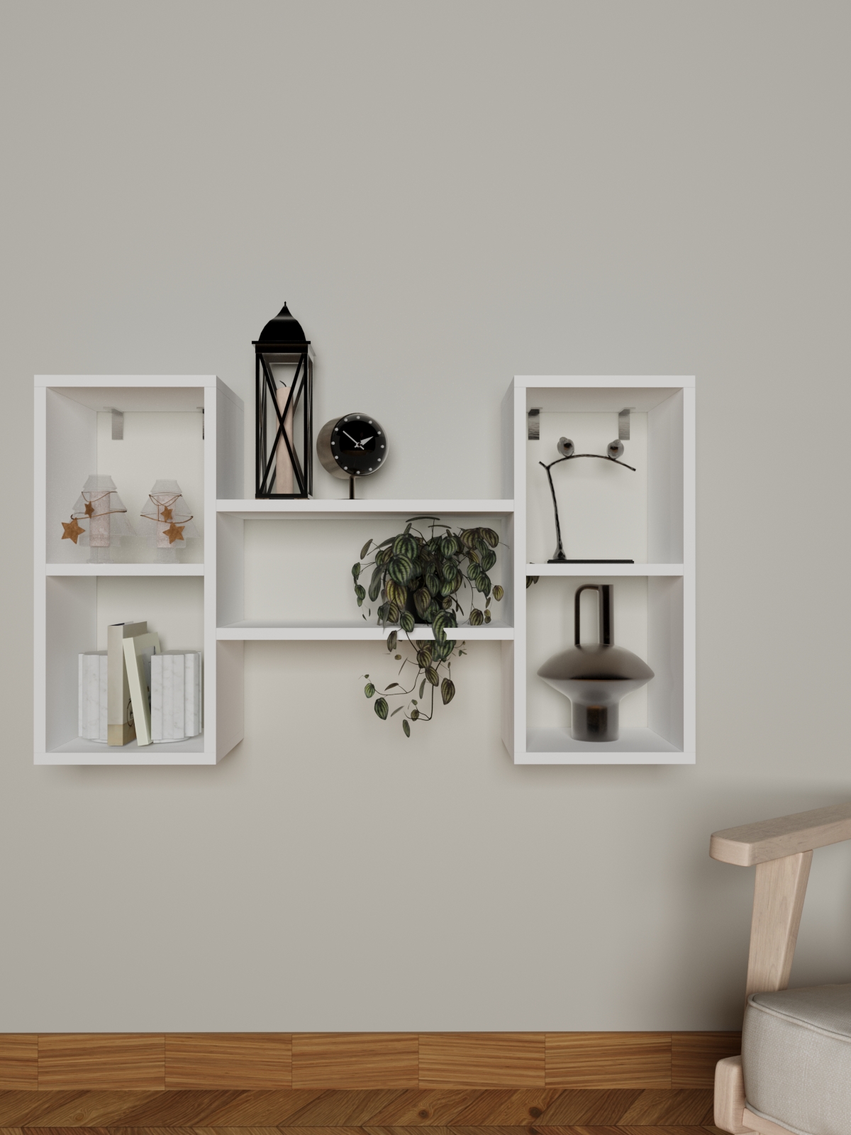 Duvara Monte Dekoratif Raf Beyaz