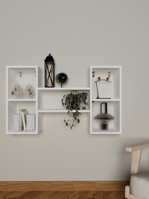 Duvara Monte Dekoratif Raf Beyaz