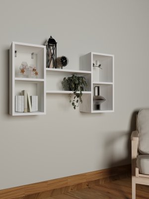 Duvara Monte Dekoratif Raf Beyaz - Görsel 2