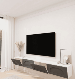 Duvara Monte TV Ünitesi 4 Kapaklı Antrasit - Görsel 2