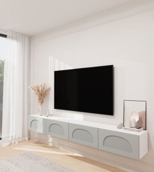 Duvara Monte Tv Ünitesi Desenli Modern 240 Cm - Görsel 2