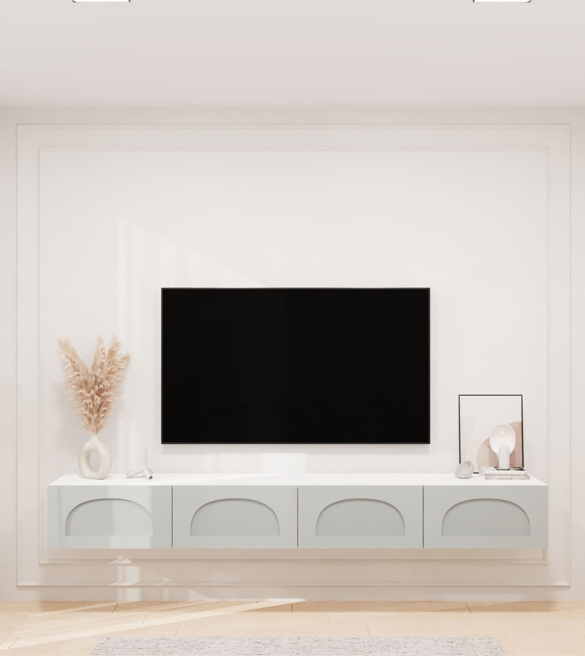 Duvara Monte Tv Ünitesi Desenli Modern 240 Cm - TV Ünitesi - Sehpası