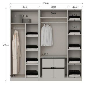 Füme Camlı 5 Kapaklı Dolap İçi Beyaz %100 MDF - Görsel 3