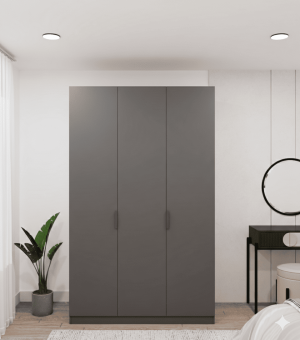 Gri 3 Kapılı Gardrop Antrasit Çok Raflı