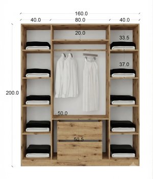 Komple Mdf 4 Kapaklı Dolap Ahşap Renk - Görsel 3