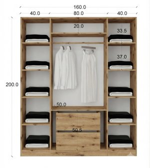 Komple Mdf 4 Kapaklı Dolap Ahşap Renk - Görsel 3