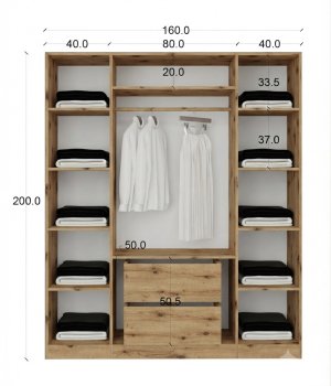 Komple Mdf 4 Kapaklı Dolap Ahşap Renk - Görsel 3