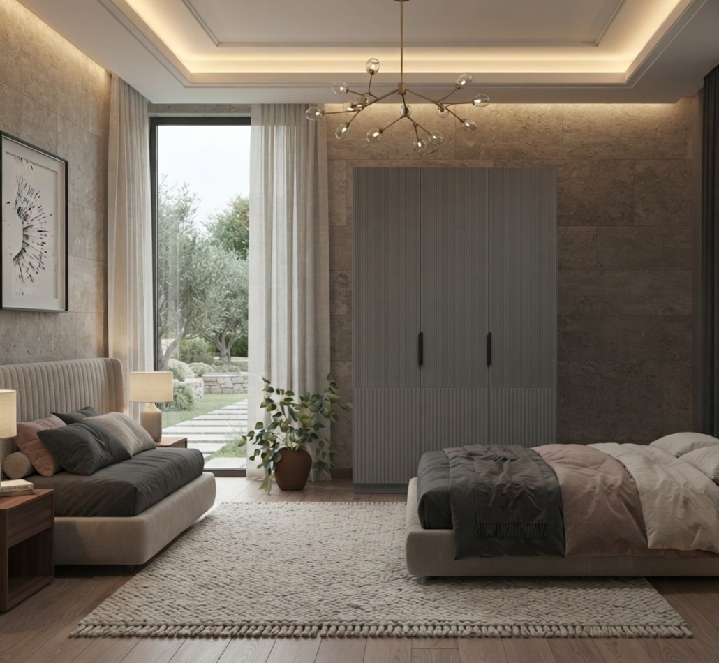 Komple Mdf Gardrop 3 Membran Kapaklı - 3 Kapaklı Gardrop