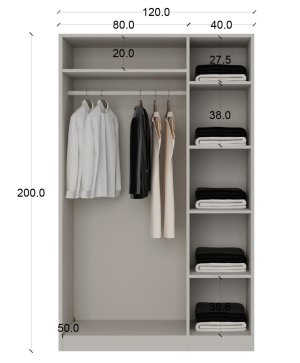 Komple Mdf Gardrop 3 Membran Kapaklı - Görsel 3