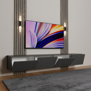 Konsol Tv Ünitesi Uzun 240 Cm Antrasit - Görsel 2