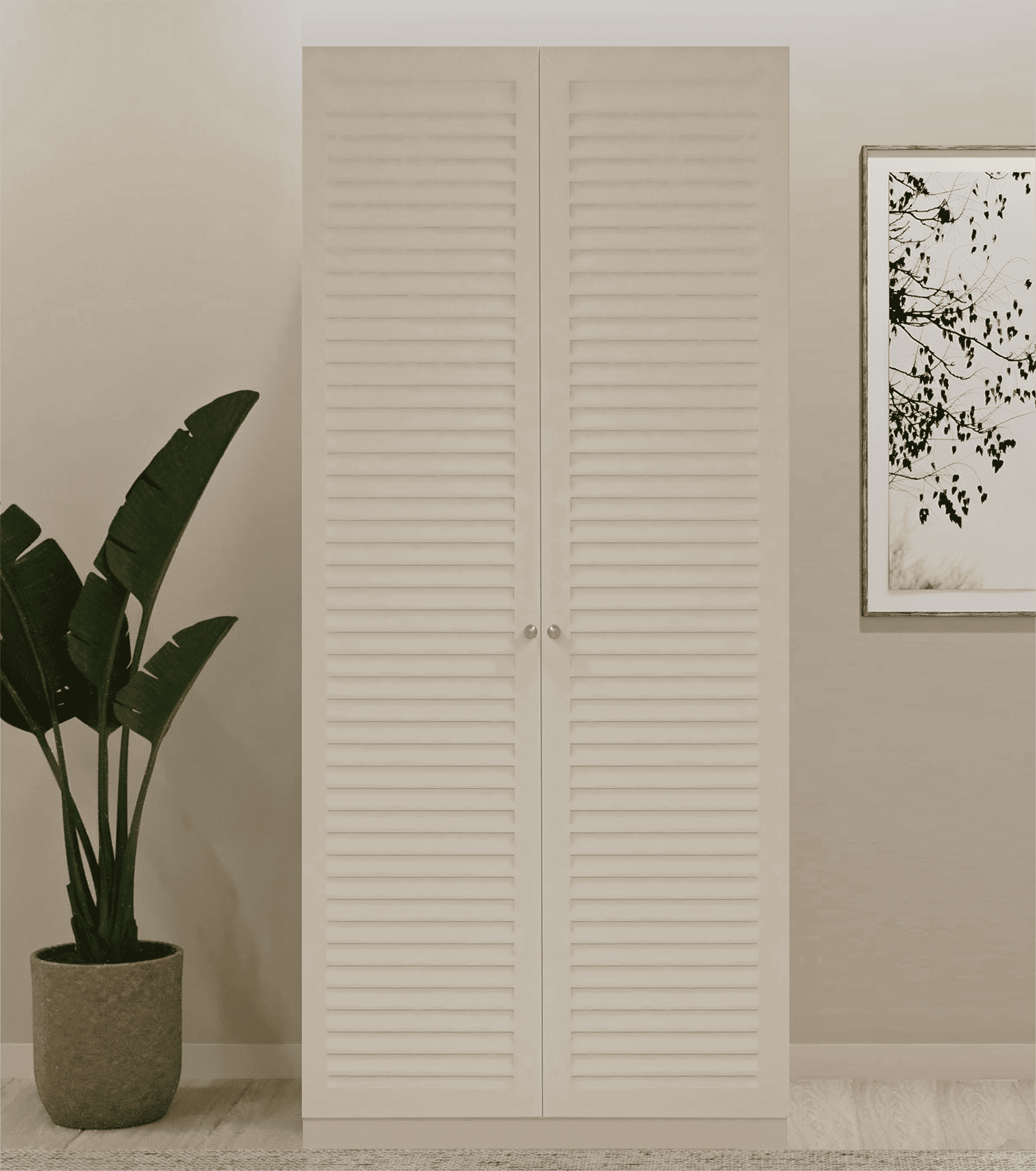 Panjur Gardırop 2 Kapaklı Beyaz