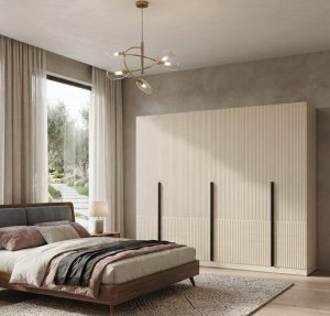 Tırtıklı Desen Mdf Gardrop 6 Kapılı