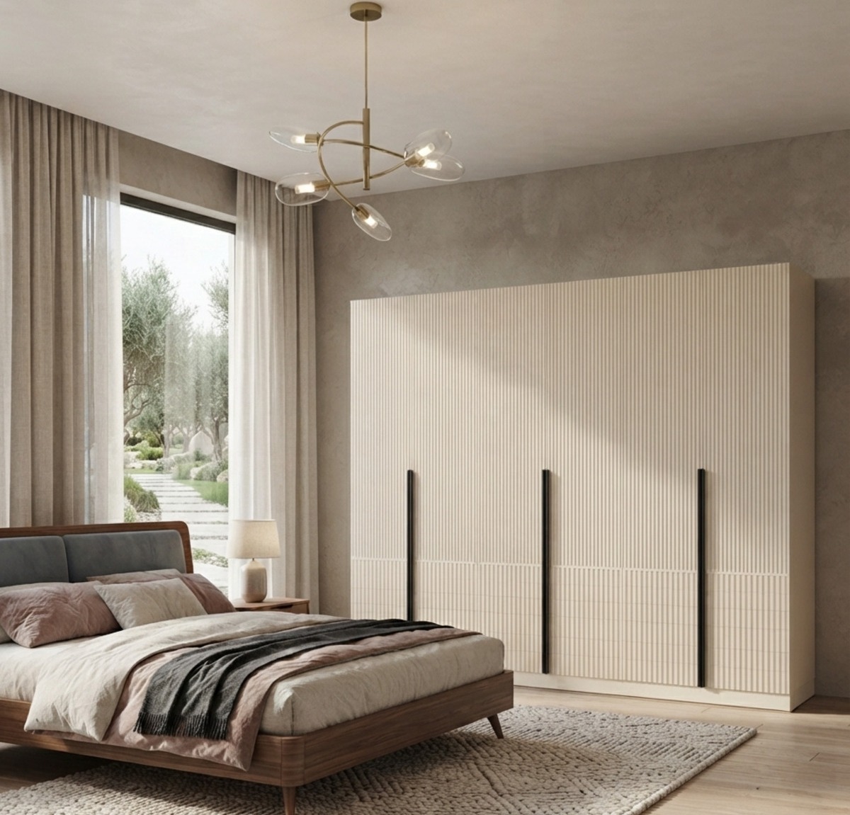 Tırtıklı Desen Mdf Gardrop 6 Kapılı - 6 Kapaklı Gardrop
