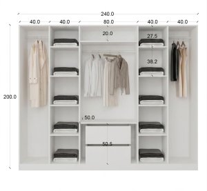 Tırtıklı Desen Mdf Gardrop 6 Kapılı - Görsel 3