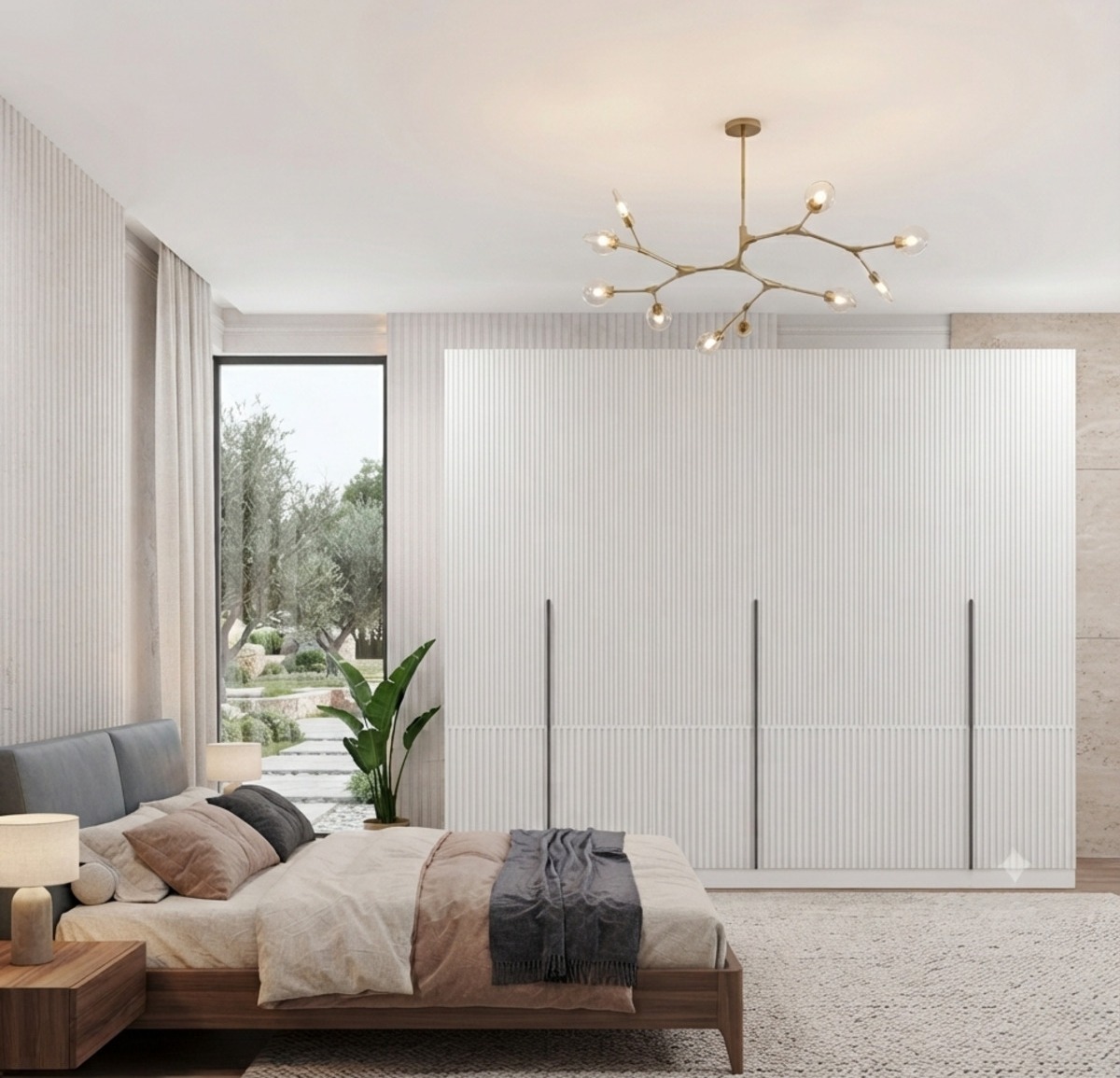 Tırtıklı Desen Mdf Gardrop 6 Kapılı - 6 Kapaklı Gardrop