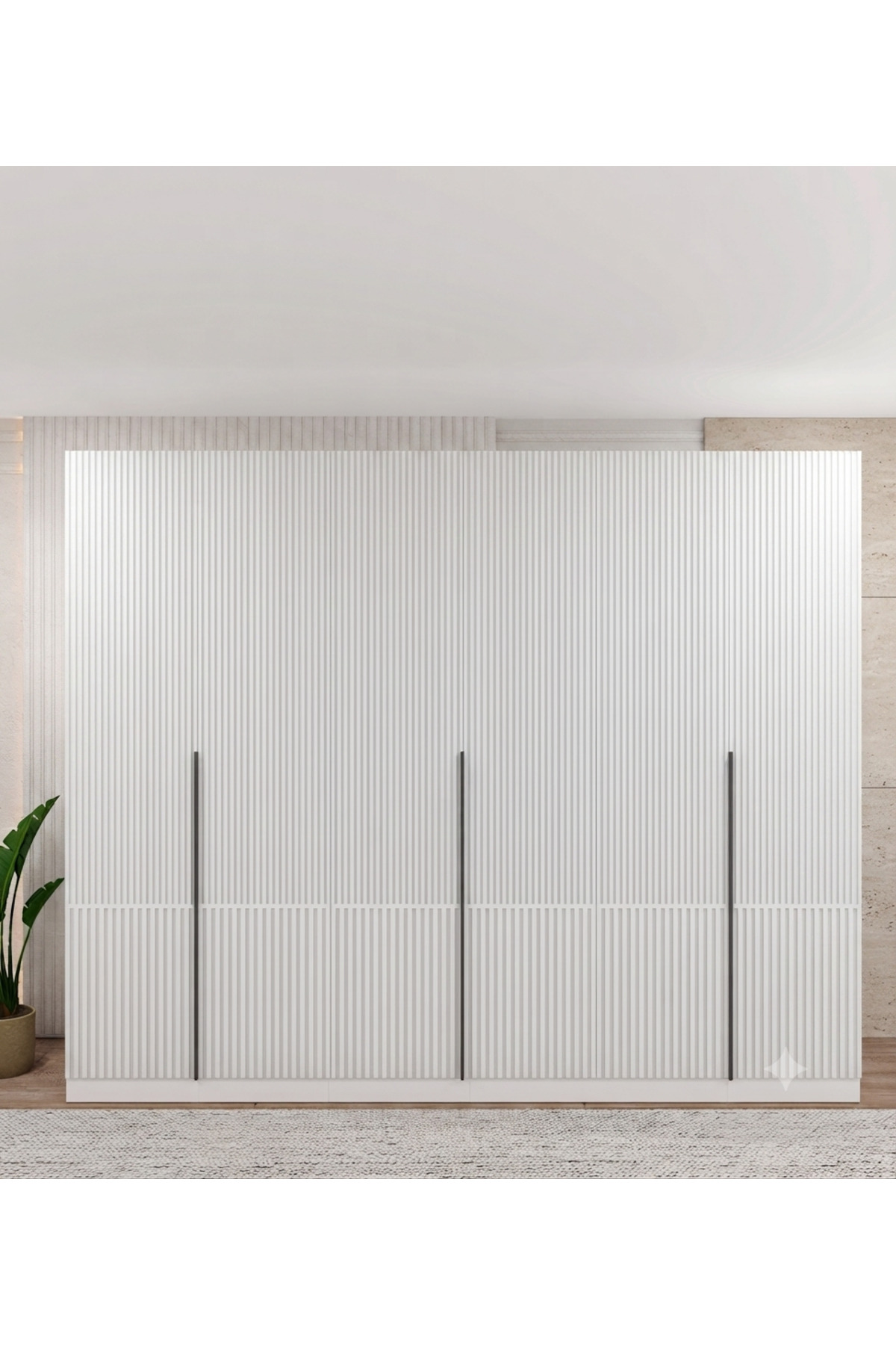 Tırtıklı Desen Mdf Gardrop 6 Kapılı - Görsel 2