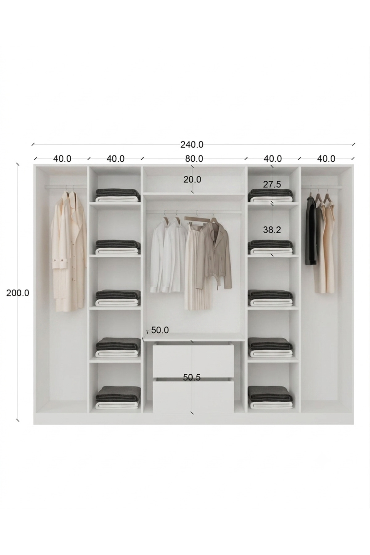 Tırtıklı Desen Mdf Gardrop 6 Kapılı - Görsel 3