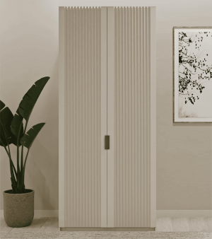 Tırtıklı İki Kapaklı Beyaz Gardrop