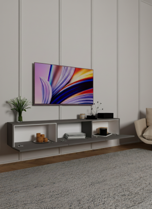 Üç Kapaklı Antrasit Duvara Monte Ünite - Görsel 2